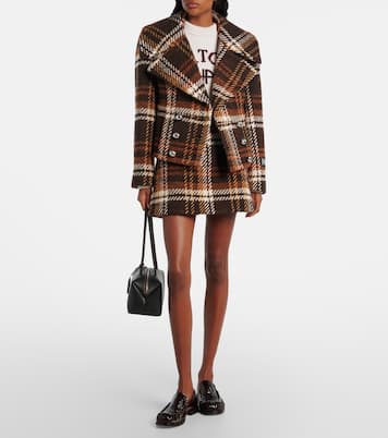 Checked double-breasted wool-blend jacket | Patou