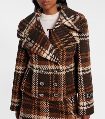Checked double-breasted wool-blend jacket | Patou