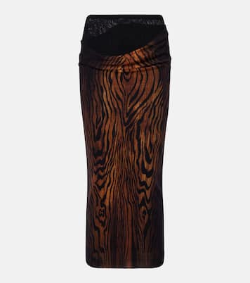 Wood trompe l'œil tulle midi skirt | Jean Paul Gaultier