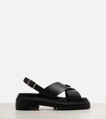 Logo rubber platform sandals | Prada