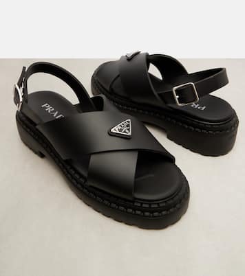 Logo rubber platform sandals | Prada