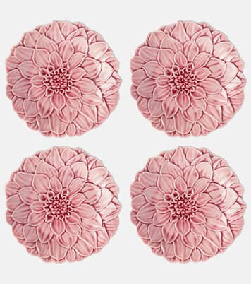 Maria Flor Dahlia set of 4 ceramic dinner plates | Bordallo Pinheiro