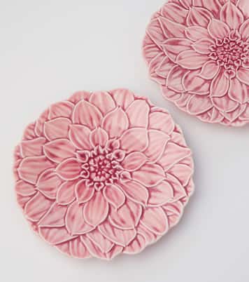 Maria Flor Dahlia set of 4 ceramic dinner plates | Bordallo Pinheiro