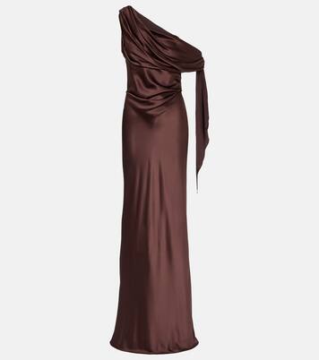 Draped asymmetrical silk satin gown | The Sei