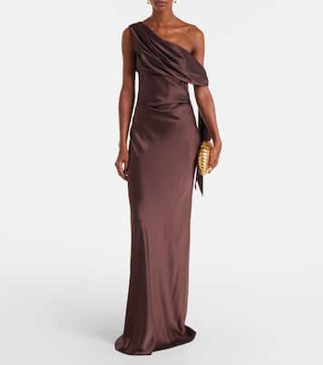 Draped asymmetrical silk satin gown | The Sei