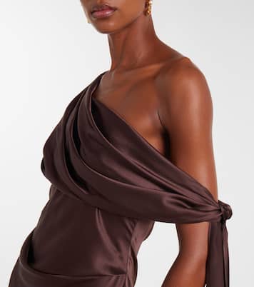 Draped asymmetrical silk satin gown | The Sei