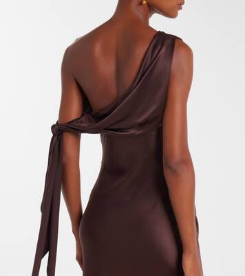 Draped asymmetrical silk satin gown | The Sei