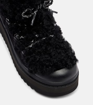 Mellow shearling and suede lace-up boots | Tory Burch