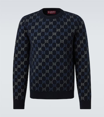 GG wool and cashmere-blend jacquard sweater in blue - Gucci