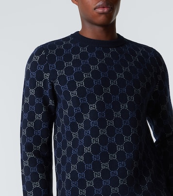 GG wool and cashmere-blend jacquard sweater in blue - Gucci