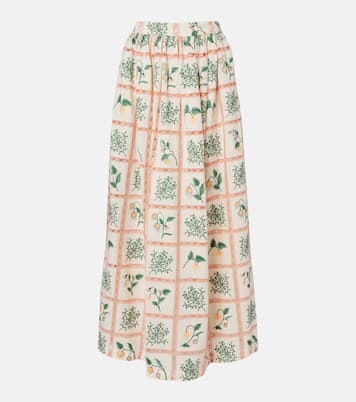 Tangelo floral cotton maxi skirt | Agua by Agua Bendita