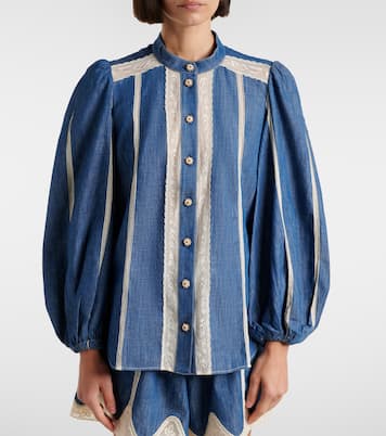 Awaken lace-trimmed denim shirt | Zimmermann