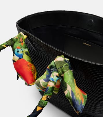 Basket Medium silk-trimmed raffia tote bag | Farm Rio