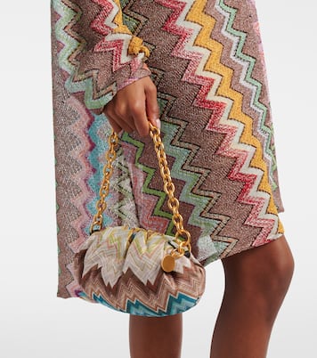 Zigzag Small leather-trimmed shoulder bag | Missoni