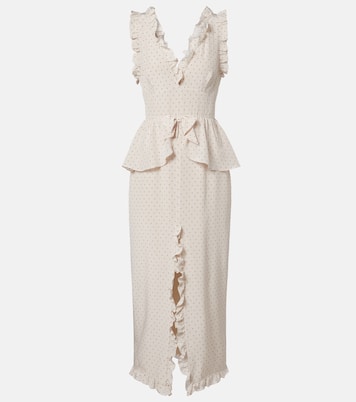 Polka-dot peplum silk midi dress | Alessandra Rich