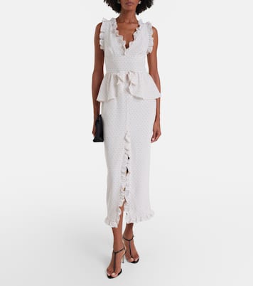 Polka-dot peplum silk midi dress | Alessandra Rich