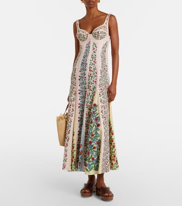 Fruit Beauty Scarf floral linen-blend maxi dress | Farm Rio