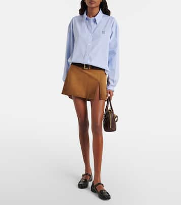 Chemise rayée en popeline de coton | Miu Miu