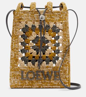 Pouch Paula's Ibiza de rafia con correa | Loewe