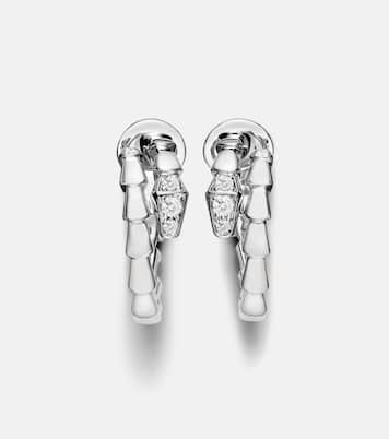 Serpenti Viper 18kt white gold earrings with diamonds | Bvlgari