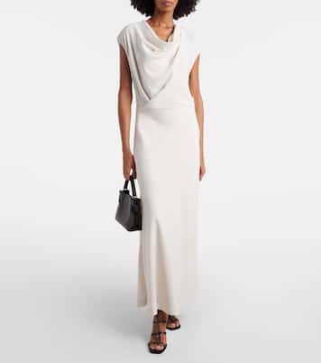 Draped wool-blend maxi dress | Brunello Cucinelli