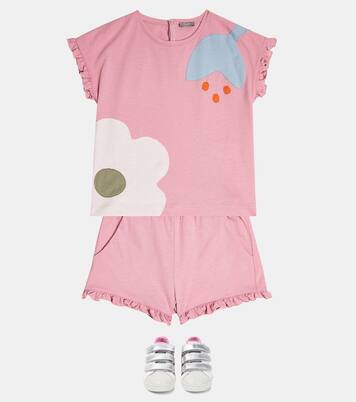 Floral cotton shirt and shorts set | Il Gufo