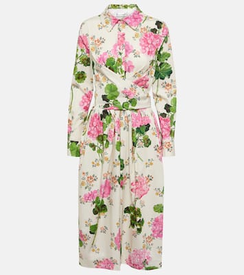 Robe chemise en coton mélangé à fleurs | Oscar de la Renta