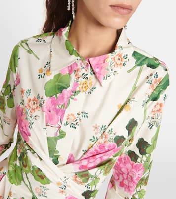 Robe chemise en coton mélangé à fleurs | Oscar de la Renta