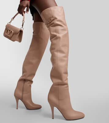 VLogo Signature 105 leather over-the-knee boots | Valentino Garavani