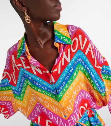 Logo silk shirt dress | Valentino