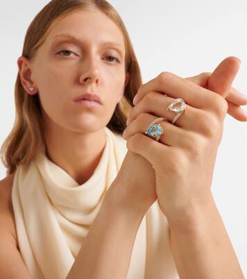 Slanted 14kt gold ring with topaz and diamonds  | Mateo