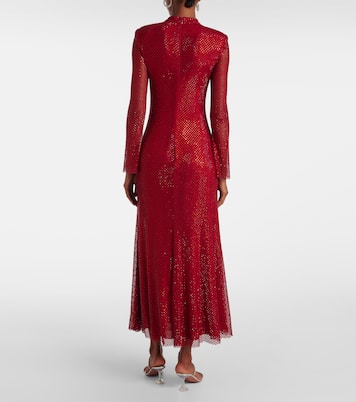 Abito midi in mesh con cristalli | Self-Portrait