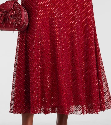 Abito midi in mesh con cristalli | Self-Portrait