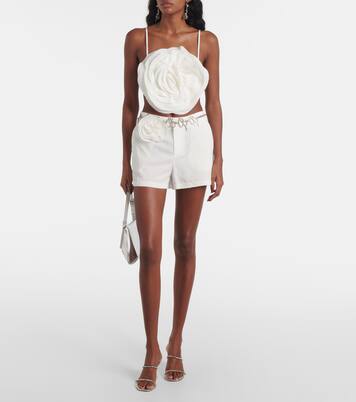Floral-appliqué gabardine shorts | Blumarine