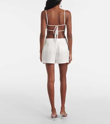 Floral-appliqué gabardine shorts | Blumarine