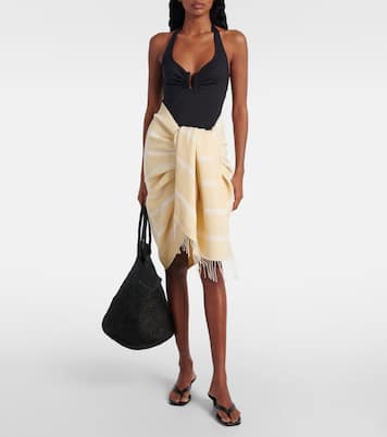 Monogram cotton-blend jacquard scarf | Toteme