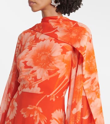 Abito lungo in seta con stampa floreale | Erdem