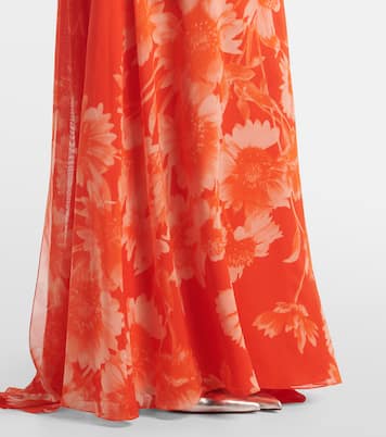 Abito lungo in seta con stampa floreale | Erdem