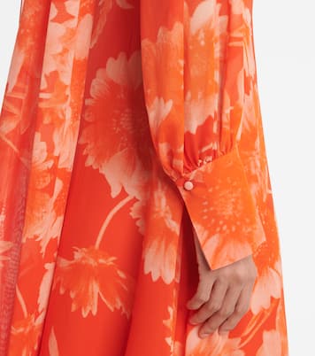 Abito lungo in seta con stampa floreale | Erdem