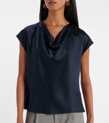Draped silk satin top | Vince