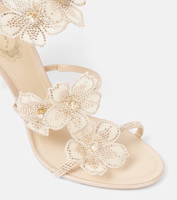 Cleo 105 floral-appliqué satin sandals | Rene Caovilla