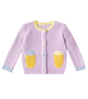 Ribbed-knit embroidered cotton cardigan | Stella McCartney Kids
