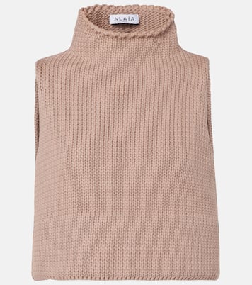 Cropped cotton-blend turtleneck top | Alaïa