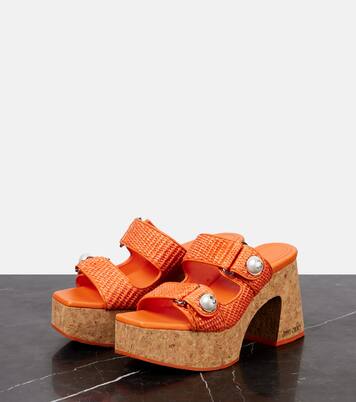 Fayence 95 raffia platform mules | Jimmy Choo
