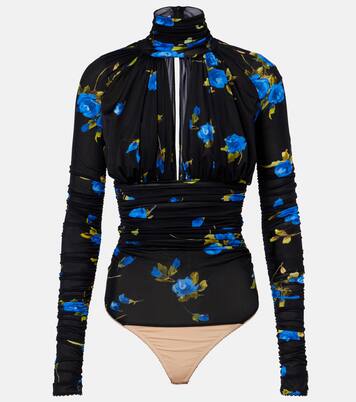 Body in jersey con cut-out e stampa floreale | Blumarine