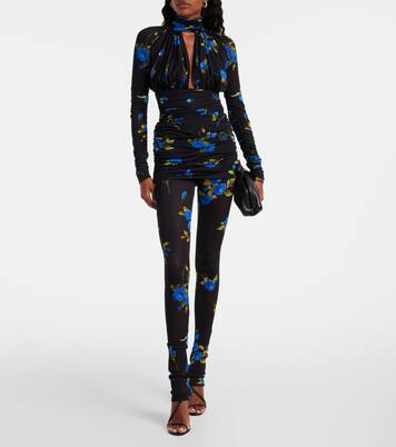 Body in jersey con cut-out e stampa floreale | Blumarine