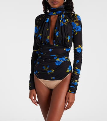 Body in jersey con cut-out e stampa floreale | Blumarine