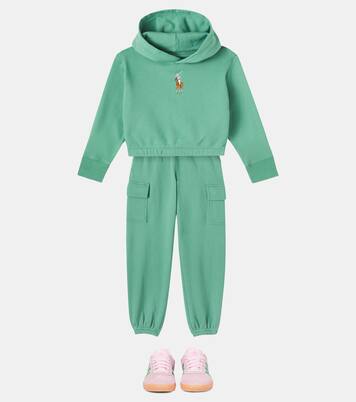 Cropped cotton-blend fleece hoodie | Polo Ralph Lauren Kids