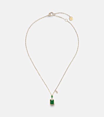 18kt gold pendant necklace with emeralds and diamond | Shay Jewelry