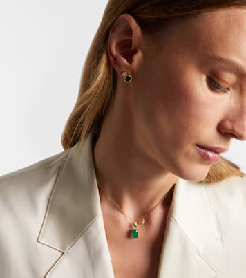 18kt gold pendant necklace with emeralds and diamond | Shay Jewelry